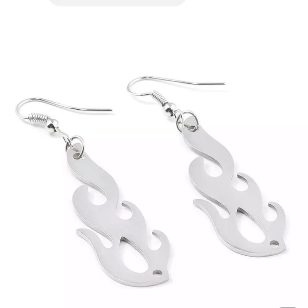 Fire Flame Metal French Hook Earrings - Picture 4 of 6